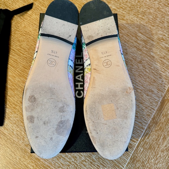 Chanel Iridescent Tweed and Grosgrain Ballerina Flats, Size 41.5 - Picture 5 of 8